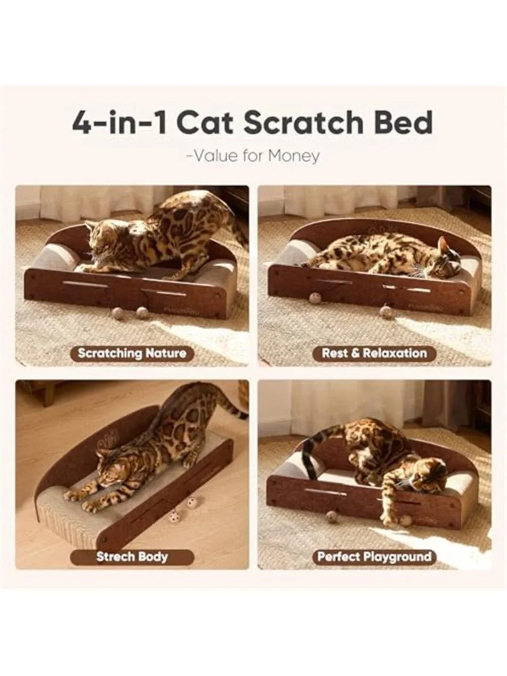 Large Cat Scratcher Bed Cardboard Lounge Lounger Indoor Pet Scratching Bed